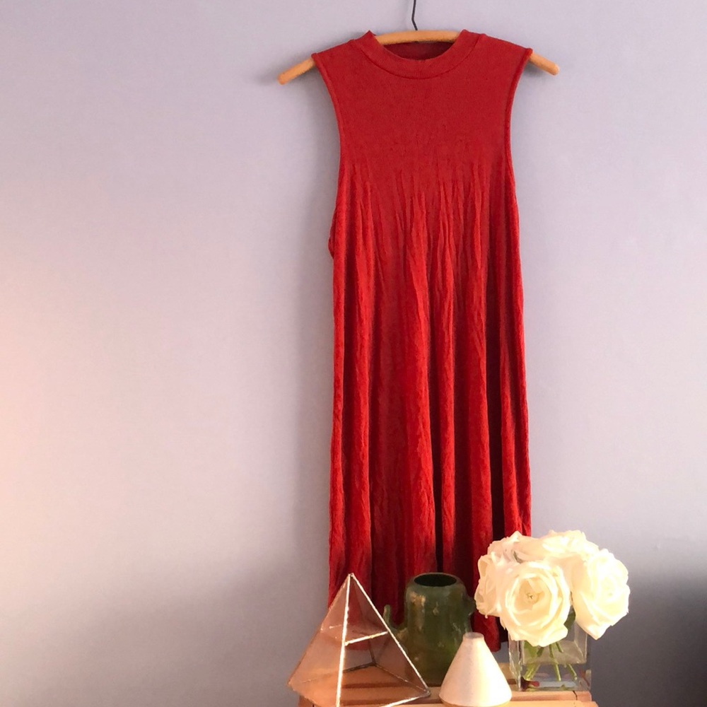 summer sunset burnt orange high neck dress